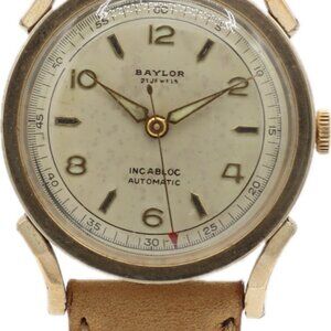 Vintage 30mm Baylor 21 Jewel Men's Bumper Automatic Wristwatch 1250 Swiss 10k GF